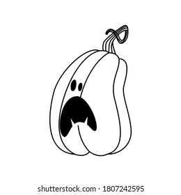 Kürbis-Illustrationsvektor für Halloween-Feier, Spukhaus, leckere Nacht- und Kinderfarbenbuch.