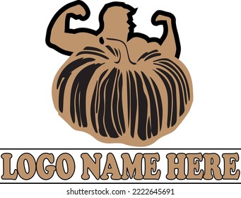  pumpkin illustration vector logo for gym and fitness