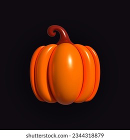 Pumpkin inflatable. Orange pumpkin. Realistic inflated 3D Pumpkin icon with the plasticine effect. Vector illustration