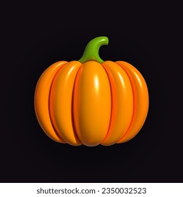 Pumpkin inflatable. Orange pumpkin. Realistic inflated 3D Pumpkin icon with the plasticine effect. Vector illustration