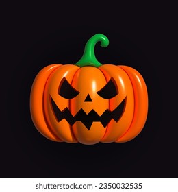 Pumpkin inflatable. Orange pumpkin with smile for your design for the holiday Halloween. Jack o Lantern. Realistic inflated 3D Pumpkin icon with the plasticine effect. Vector illustration