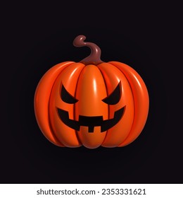Pumpkin inflatable. Orange pumpkin with smile for your design for the holiday Halloween. Jack o Lantern. Realistic inflated 3D Pumpkin icon with the plasticine effect. Vector illustration