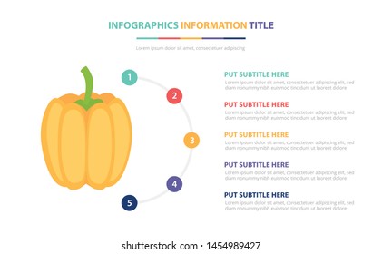 pumpkin infographic template concept with five points list and various color with clean modern white background - vector