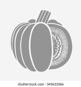 Pumpkin Isolated Drawing. Vector illustration from trace contour method. Harvest Thanksgiving Day.