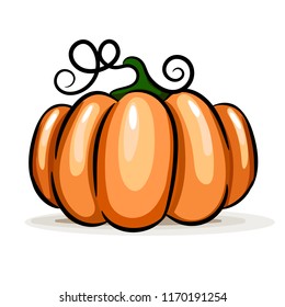 Pumpkin Isolated . Flat Design Style. Vector illustration