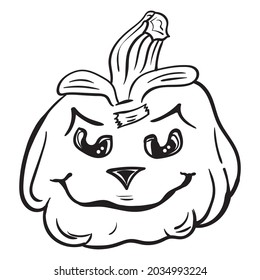 Pumpkin Isolated Halloween Holiday Cartoon Coloring Illustration