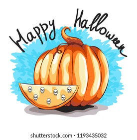 pumpkin. isolated object of a pumpkin. Halloween card. vector. pumpkin in the style of watercolor.