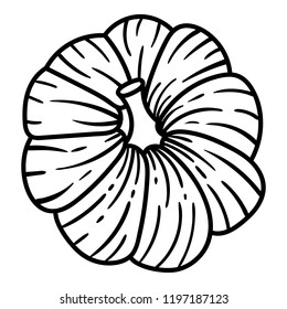 Pumpkin Isolated on White Background. Top view. Hand Drawn Ink Sketch. Vector illustration for Halloween or Thanksgiving. Engraving Retro Style