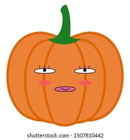 Pumpkin isolated on white background. Symbol of Halloween holiday. Cartoon pumpkin. Vector illustration.