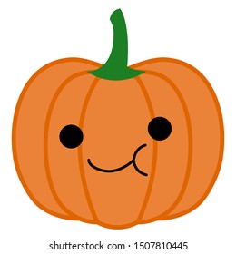 Pumpkin isolated on white background. Symbol of Halloween holiday. Cartoon pumpkin. Vector illustration.