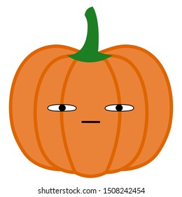 Pumpkin isolated on white background. Symbol of Halloween holiday. Cartoon pumpkin. Vector illustration.