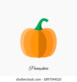 Calabaza aislada sobre fondo blanco. Icono vectorial de la hierba en estilo plano, símbolo de plash vegetal, símbolo de melón, silueta de calabaza naranja