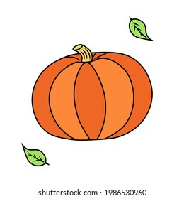 Calabaza aislada sobre fondo blanco.  Ilustración vectorial para Halloween. Ilustración para impresión, fondos, fondos de escritorio, cubiertas, embalaje, tarjetas de felicitación, carteles, pegatinas, textiles. Eps 10.