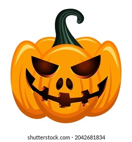 Pumpkin isolated on white background. Halloween pumpkin with emotion face, Orange vector cartoon Halloween pumpkin, Vector illustration for decoration design, postcards, banner.