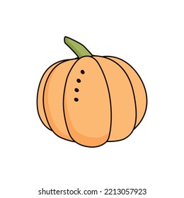 Calabaza aislada en el fondo blanco para menú, pancarta, afiche, etiqueta, emblema. Estilo de la caricatura