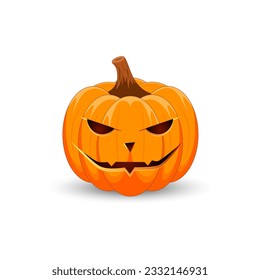 Pumpkin isolated on white background. The main symbol of the Happy Halloween holiday. Orange pumpkin with smile for your design for the holiday Halloween. Vector illustration.