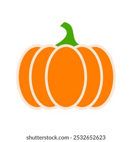 Pumpkin isolated on white background, Vector. Autumn pumpkin symbol for Halloween or Thanksgiving flat color icon for apps and websites Orange pumpkin silhouette