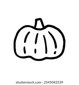 Pumpkin isolated on a white background. Vector hand-drawn doodle illustration. Perfect for decorations, menu, logo, various designs.