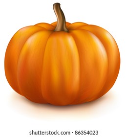 Pumpkin, Isolated On White Background, Vector Illustration