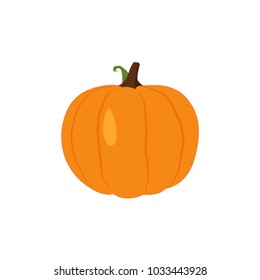 Pumpkin Isolated on White. Flat Design Style. Vector illustration