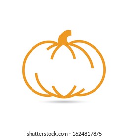 Pumpkin Isolated on White. Flat Design Style. Vector illustration