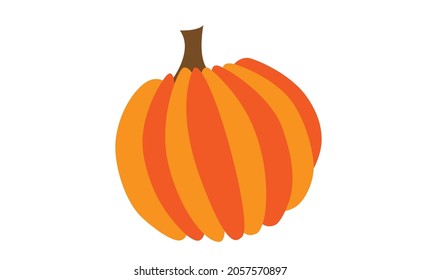 Pumpkin Isolated on White. Flat Design Style.