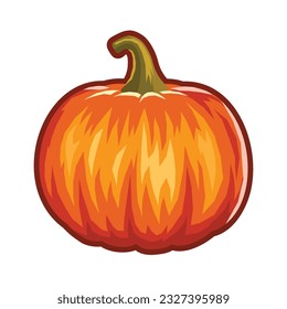 Pumpkin Isolated on White. Flat Design Style. Vector