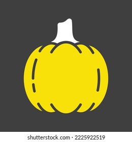 Calabaza de glifo vector aislado en un icono de fondo oscuro. Señal de verduras. Símbolo gráfico del sitio web de comida y bebida, diseño de aplicaciones, aplicaciones móviles y medios impresos, logotipo, interfaz de usuario