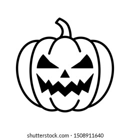 Pumpkin jack. Halloween pumpkin with acarved face. Black illustration on white background.