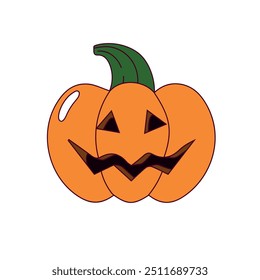 Pumpkin Jack from Halloween holiday. Pumpkin with face vector flat sticker.