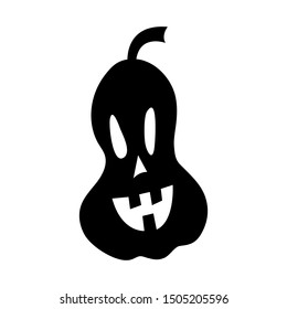 Pumpkin Jack for Halloween. Pumpkin lantern. Black isolated object on a white background. Feast of all saints. Vector illustration. Symbol. Silhouette. Circuit.