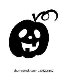 Pumpkin Jack for Halloween. Pumpkin lantern. Black isolated object on a white background. Feast of all saints. Vector illustration. Symbol. Silhouette. Circuit.