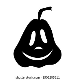 Pumpkin Jack for Halloween. Pumpkin lantern. Black isolated object on a white background. Feast of all saints. Vector illustration. Symbol. Silhouette. Circuit.