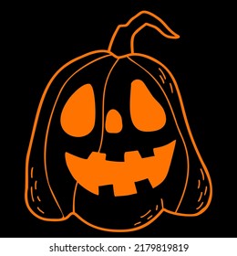 Pumpkin Jack. Halloween pumpkin lantern. Vector illustration. Hand drawn doodle line drawing for holiday decor, design and decoration, print