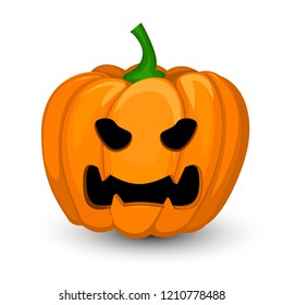 Pumpkin Jack for the holiday of Halloween with an evil grin. Isolated vector object on a white background.