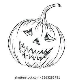 pumpkin jack lantern for halloween hand drawing coloring book vector