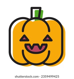 pumpkin jack o lantern colored outline icon
