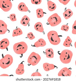 Pumpkin Jack o lantern. Halloween seamless pattern