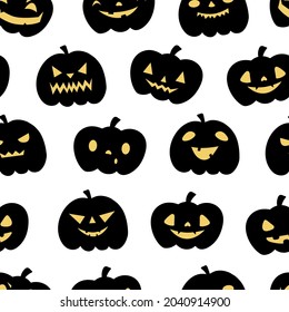 Pumpkin Jack o lantern. Halloween seamless pattern. Childish background