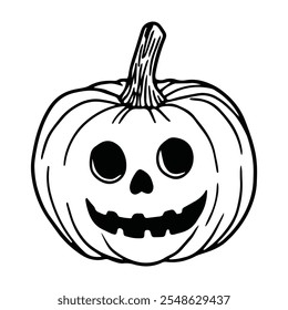 Calabaza y Jack O Lantern Icon dibujado a mano - Vector espeluznante y lindo