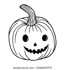 Pumpkin and Jack O Lantern Icon Hand Drawn - Spooky and Cute Vector