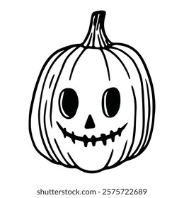 Pumpkin and Jack O Lantern Icon Hand Drawn - Spooky and Cute Vector