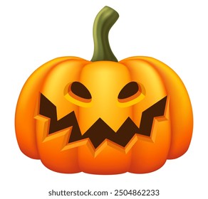 Pumpkin. Jack-O-Lantern. Vector realistic illustration isolated on white background.