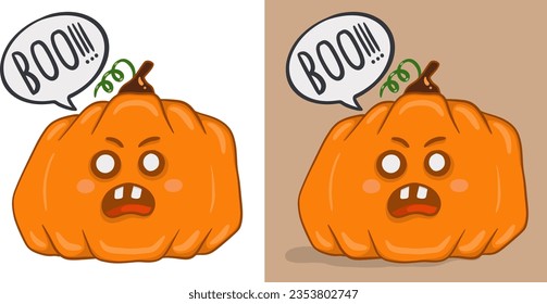 Pumpkin kawaii - cartoon - cute - illustration - Cute halloween pumpkin in kawaii style