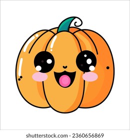 pumpkin kawaii cute halloween vector illustration