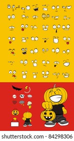pumpkin kid cartoon hallooween set in vector format