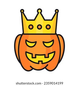 pumpkin king character icon,halloween party,isolated white background.