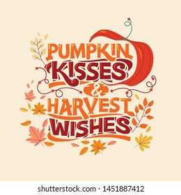 	
Pumpkin Kisses And Harvest Wishes, Happy Fall And Autumn Greeting Card