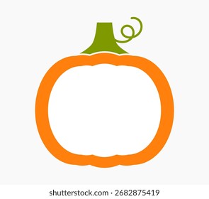 Pumpkin label or banner with white copy space. Thanksgiving Day design element. Vector illustration.