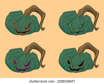 Pumpkin Lantern With Evil Grin And Candle